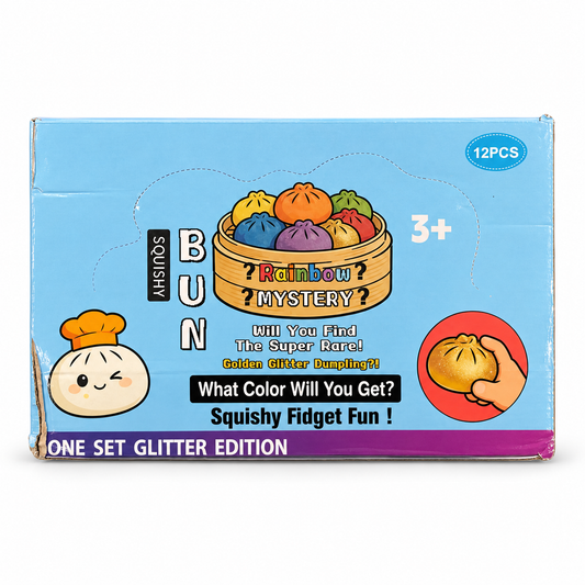 Squishy Dumpling — Glitter Edition display box; single option contains one toy