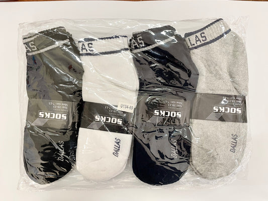 "Gray men's Dallas socks with a ribbed knit texture and a moisture-wicking design"