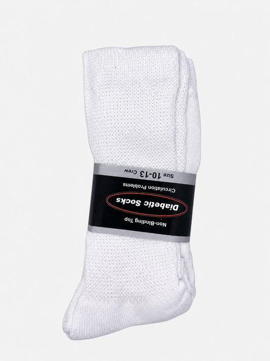 White diabetic socks with product label