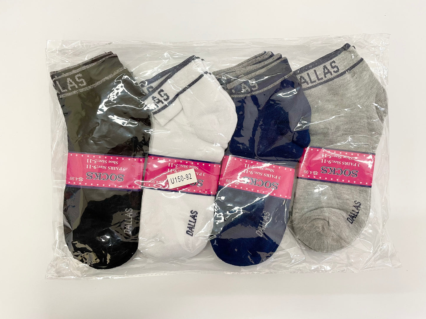 Gray women's Dallas socks with a ribbed knit texture and a moisture-wicking design