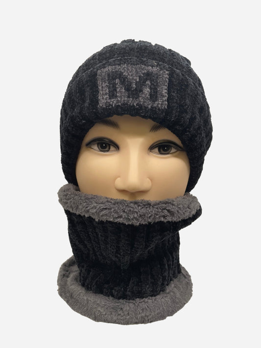 Toboggan hat with neck warmer