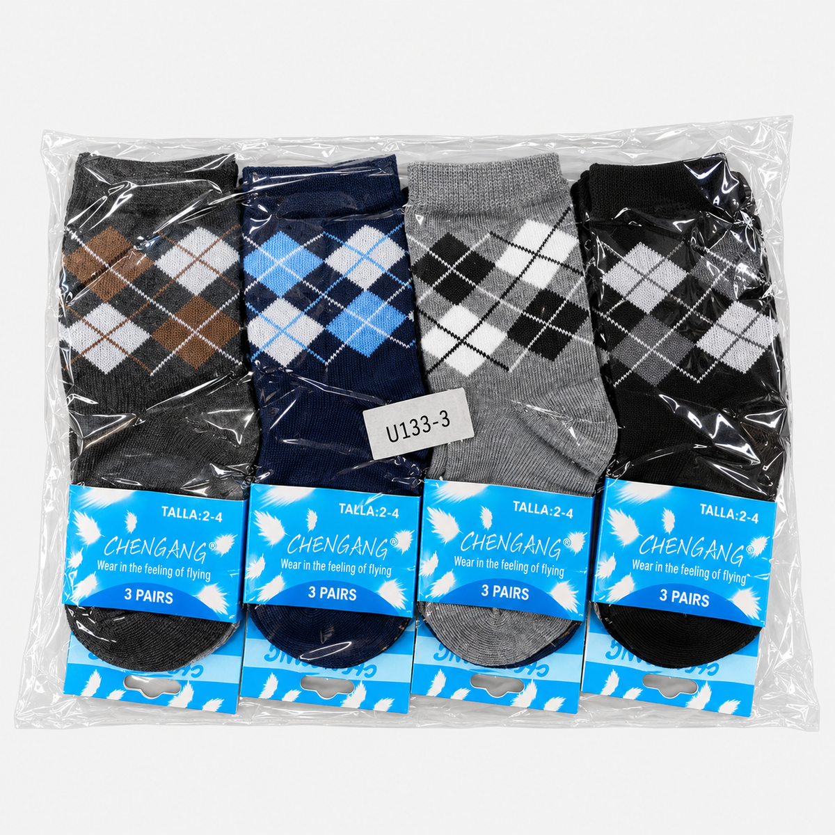 Boys socks size 2-4, assorted colors and patterns, 12-pair pack