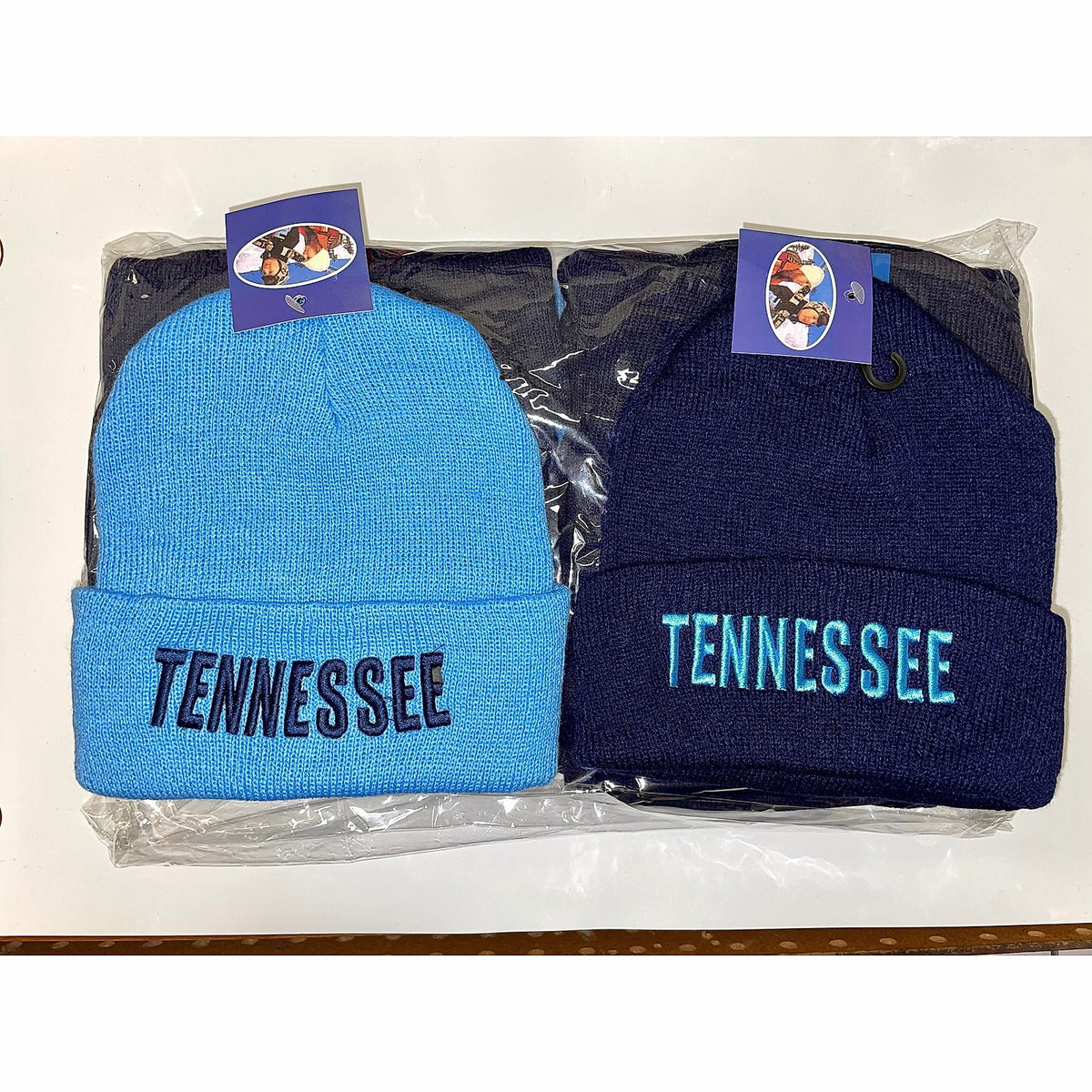 Tennessee embroidered beanies in blue shades