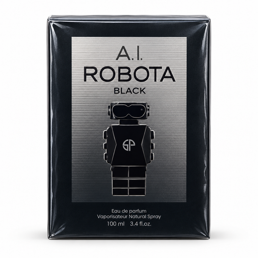 AI Robota Black Eau de Parfum – 100 ml boxed product on white background