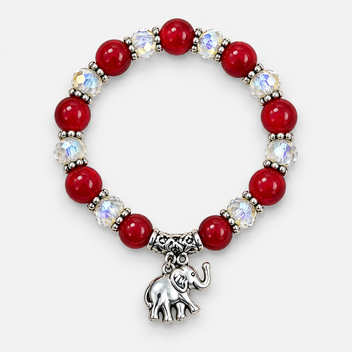 Round Bead Charm Bracelets — Red single bracelet