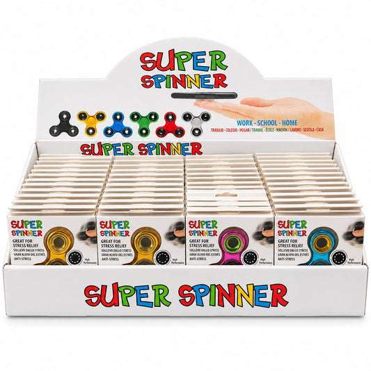 Super Spinner assorted 48-piece countertop display box, front view