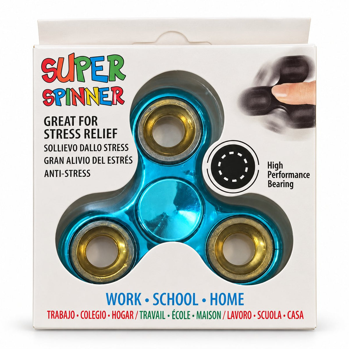 Turquoise Super Spinner in individual retail packaging