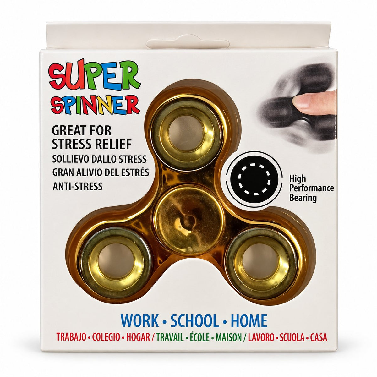 Gold Super Spinner in individual retail packaging