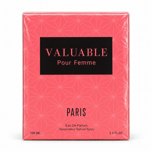 Valuable Pour Femme Eau de Parfum – 100 ml boxed product on white background
