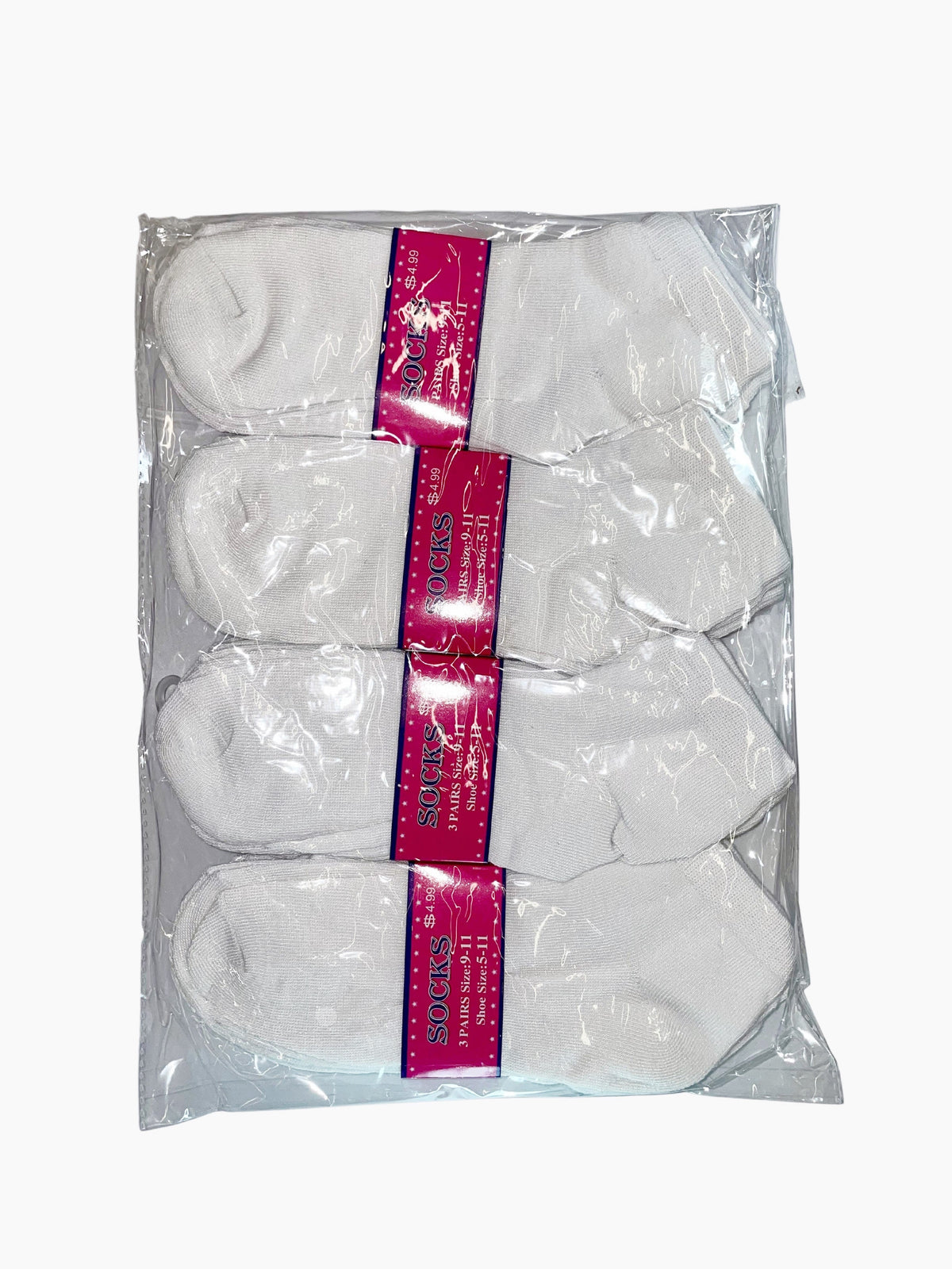 Packaged white women’s ankle socks