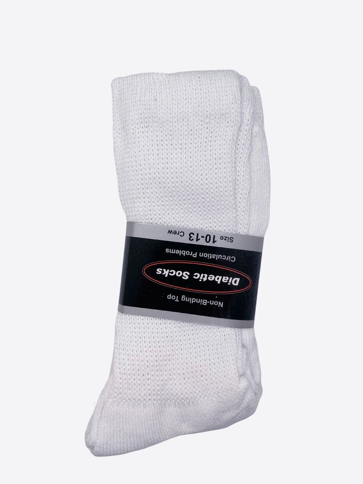White diabetic socks with product label
