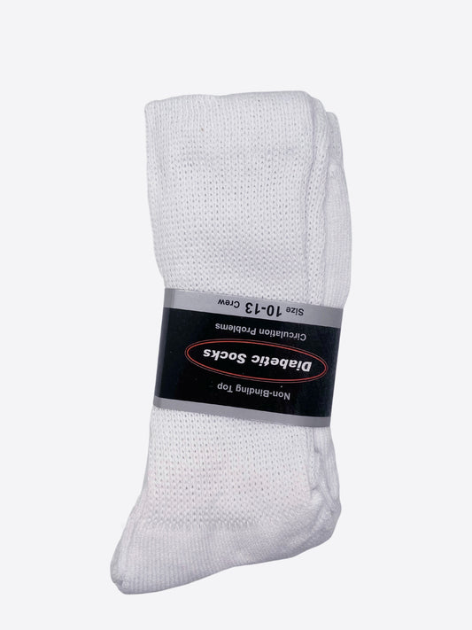 White diabetic socks with product label