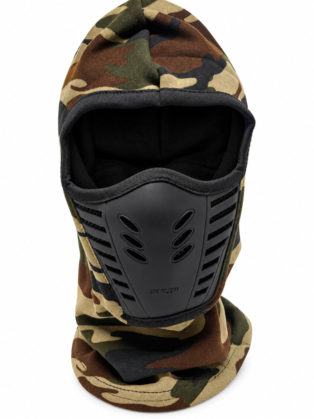 Camouflage full face mask shown from the front