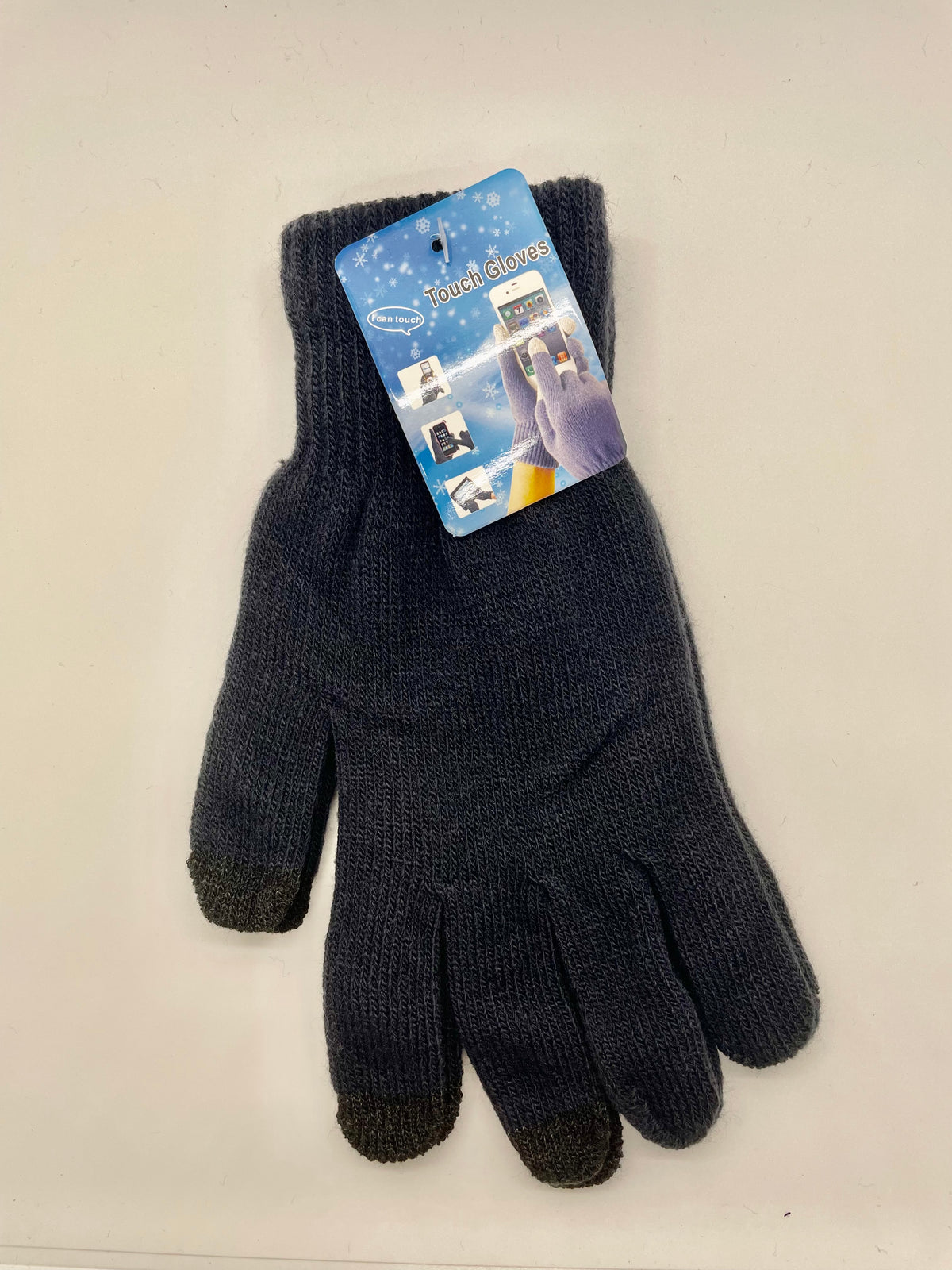 Dark gray knit touchscreen gloves