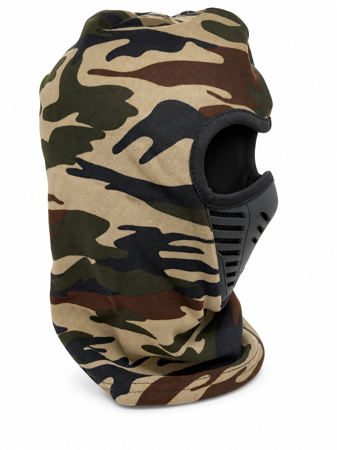 Camouflage full face mask shown from the side