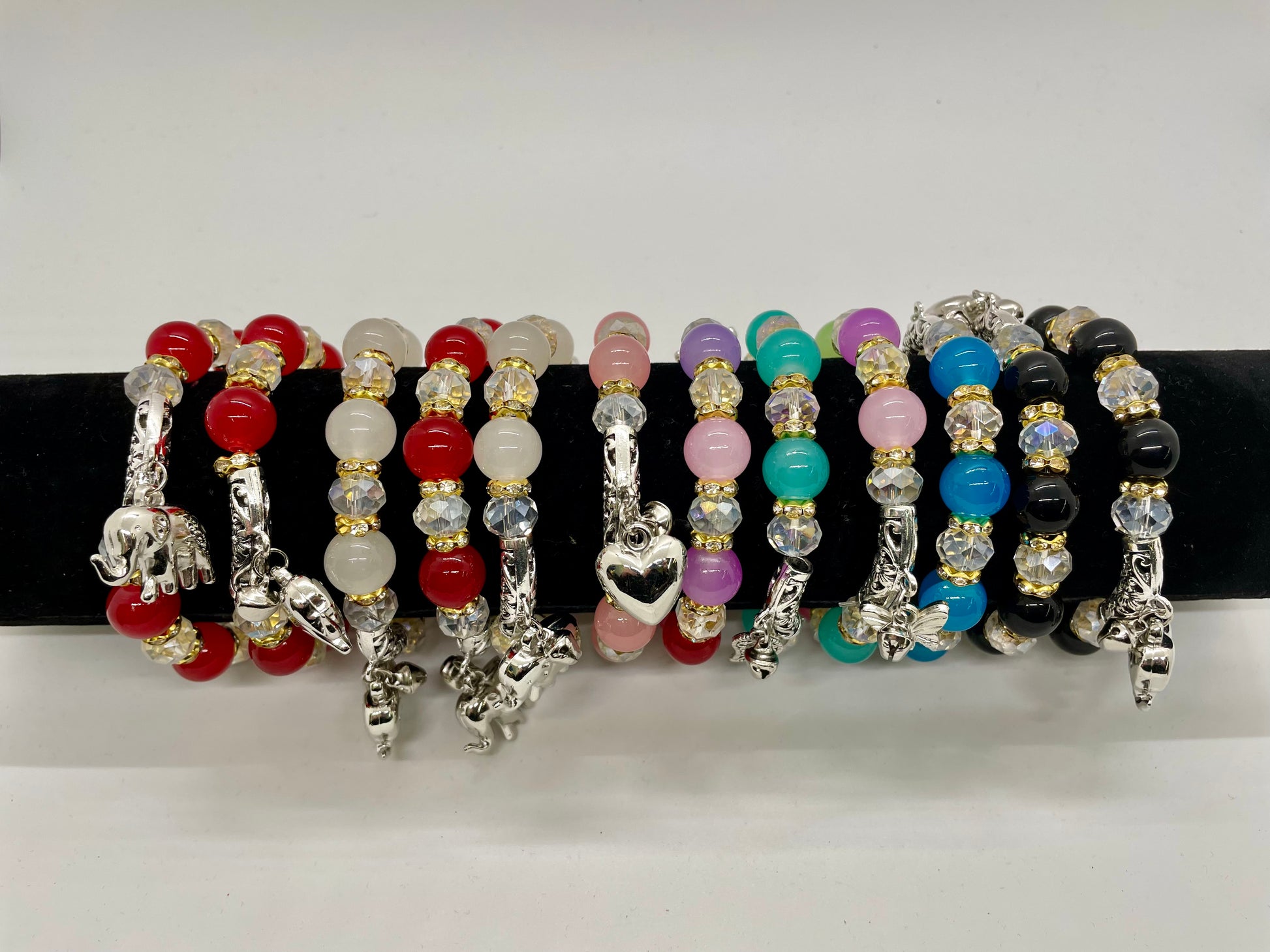 Multi-colored beaded bracelet with intricate pattern