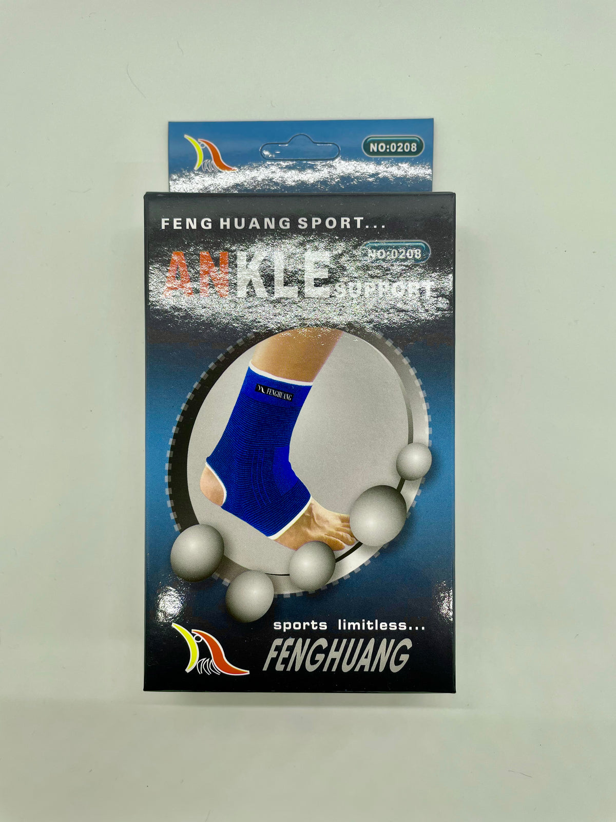 Retail package labeled ankle support