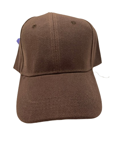 Brown plain baseball hat with curved brim