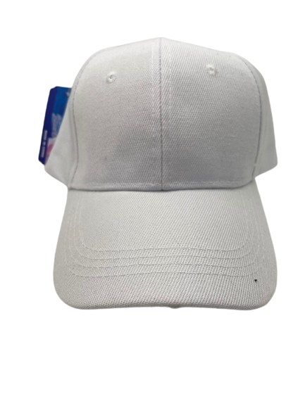 White plain baseball hat with curved brim