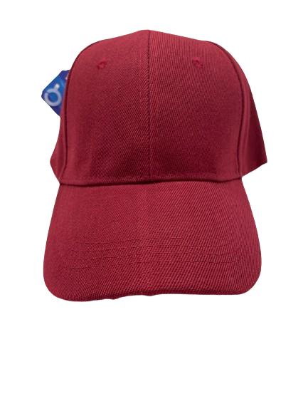 Burgundy plain baseball hat with curved brim