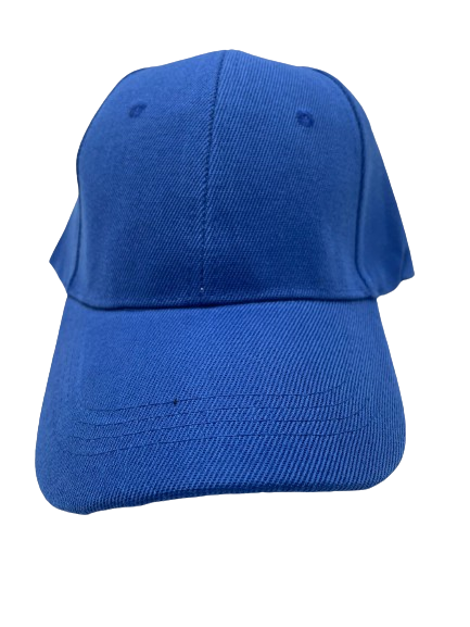 Royal blue plain baseball hat with curved brim