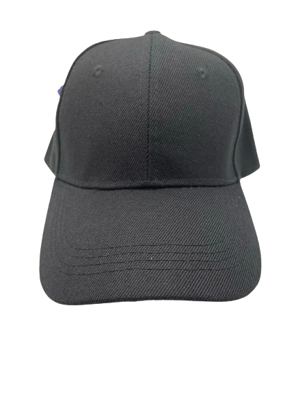 Black plain baseball hat with curved brim