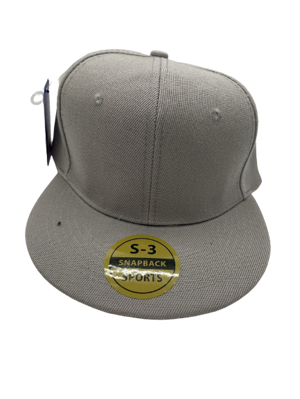 Gray plain flat-brim baseball hat