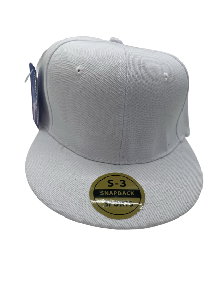 White plain flat-brim baseball hat