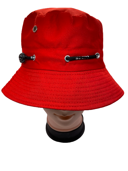 Red bucket hat with stitched brim