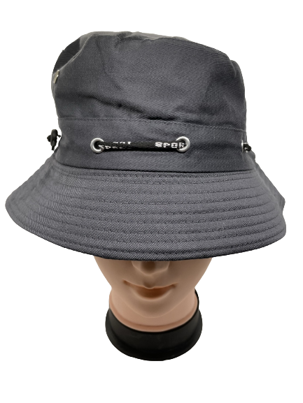 Gray bucket hat with stitched brim