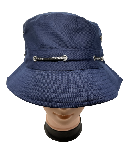 Navy bucket hat with stitched brim