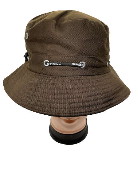 Brown bucket hat with stitched brim