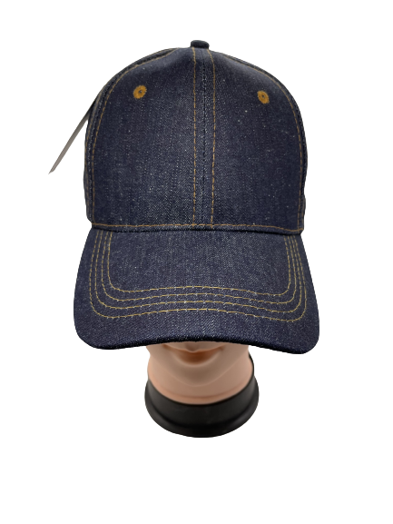 Blue denim baseball cap with contrast stitching