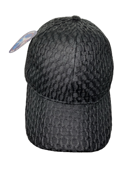 Black netted baseball cap with oval pattern