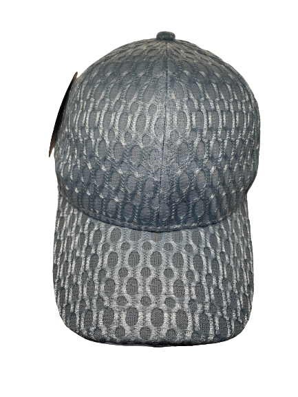 Blue gray netted baseball cap with oval pattern