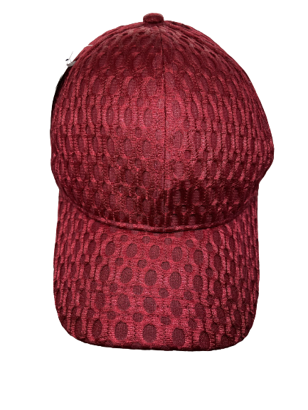 Burgundy netted baseball cap with oval pattern