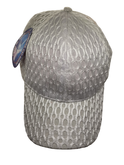 Light gray netted baseball cap with oval pattern