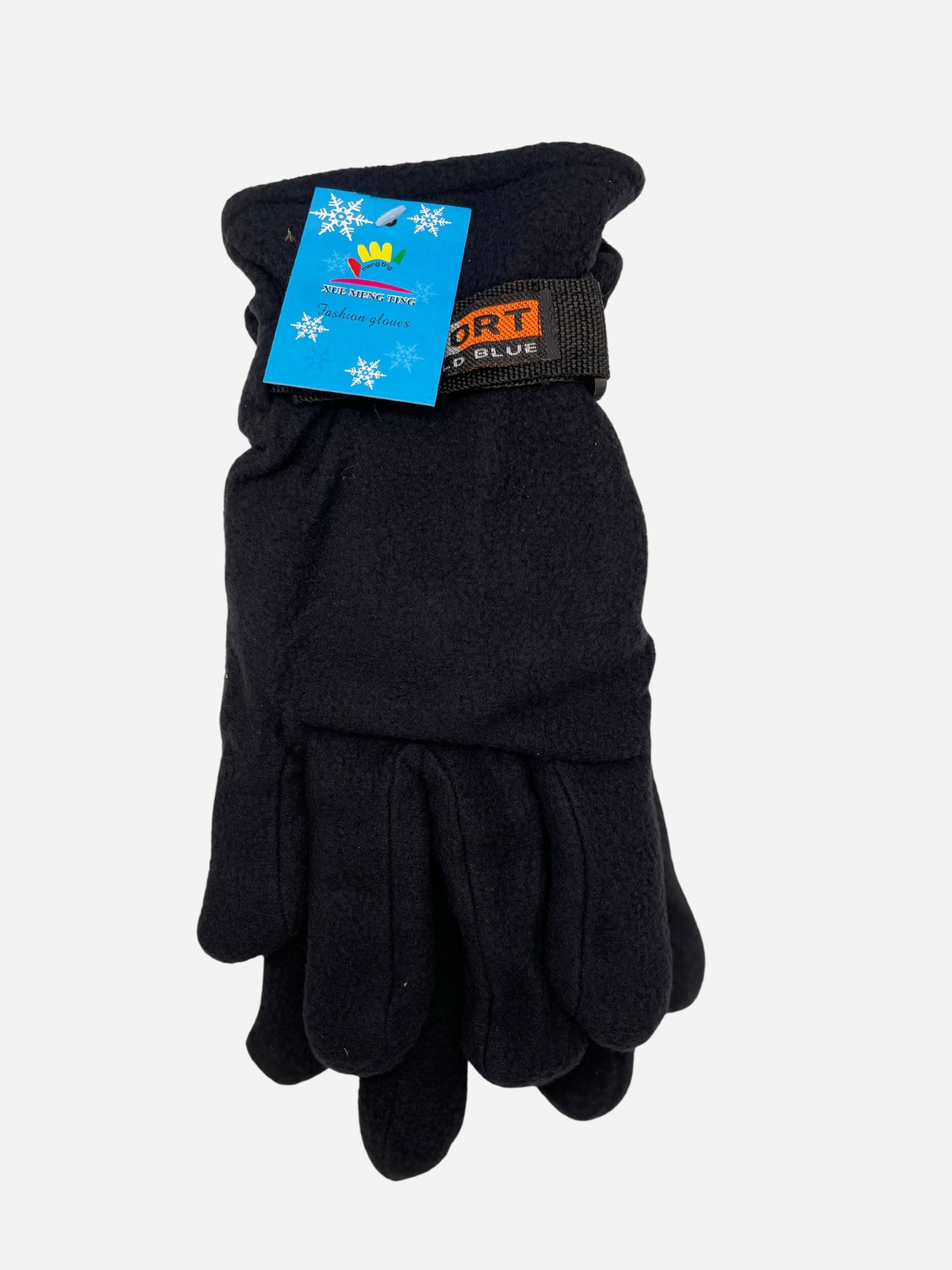 Dark winter gloves with wrist straps